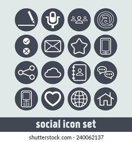 Set of simple social icons