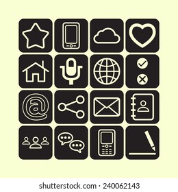 Set of simple social icons