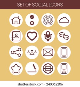 Set of simple social icons