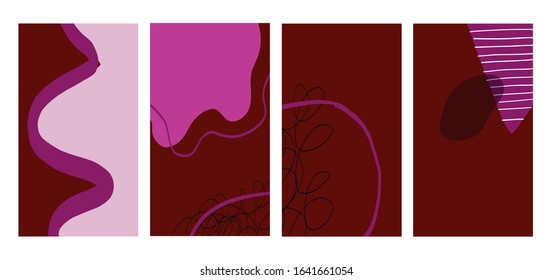 Set of simple social print for media frame. Creative minimal templates for story with abstract pastel colorful shapes, scribble. Creative banner for story. 
