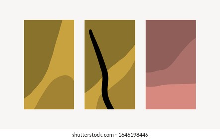 Plantillas creativas con trazos abstractos de pincel, formas de mano libre. Diseño moderno para folletos, afiches, impresos para ropa, tarjetas, contenidos en medios sociales, decoración tipográfica de tela
