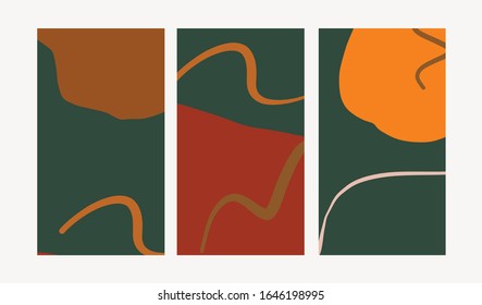 Set of simple social print for media frame. Creative minimal templates for story with abstract pastel colorful shapes, scribble. Creative banner for story. 
