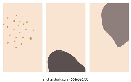 Set of simple social print for media frame. Creative minimal templates for story with abstract pastel colorful shapes, scribble. Creative banner for story. 
