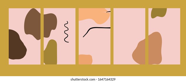 Set of simple social print for media frame. Creative minimal templates for story with abstract pastel colorful shapes, scribble. Creative banner for story. 
