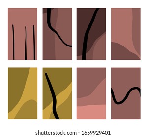 Set of simple social print for media frame. Creative minimal templates for story with abstract contemporary colorful shapes, scribble. Creative banner for story. 
