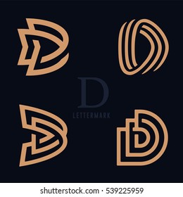 Set of Simple and Solid Lettermarks for Letter D. Professional Quality Graphic Mark for your Business. Typographic Design. Letter D Logo