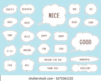 Set of simple speech bubbles with white painted parts and black lines in a hand-drawn style.
Can be used for various advertising and card designs.
Version with sample text.