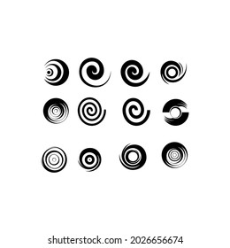 Set of simple spiral elements, isolated vector graphic