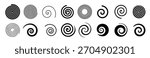 Set of simple spirals. Swirl motion twisting circles design element set isolated vector icons