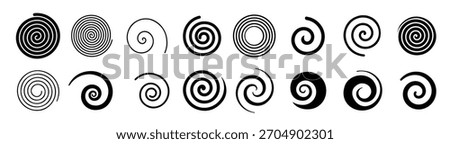 Set of simple spirals. Swirl motion twisting circles design element set isolated vector icons