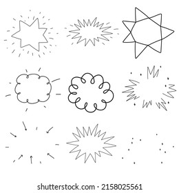 Set of simple star frames in doodle style.