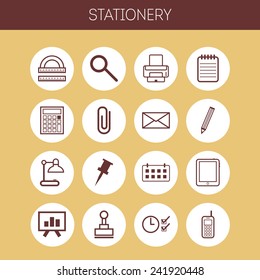 Set of simple stationery and business icons