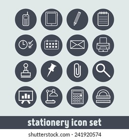 Set of simple stationery and business icons