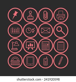 Set of simple stationery and business icons