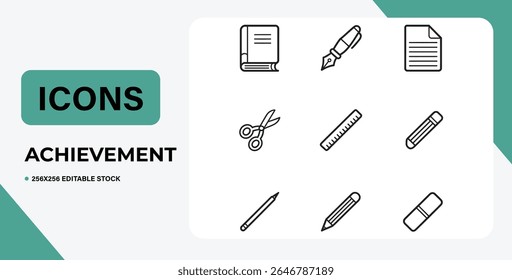 Set of simple stationery icons, perfect for office or school projects.  Isolated on white background, these vector icons are easily editable. Ideal for web or print use.