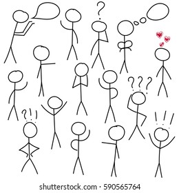 Set of simple stick figures communication