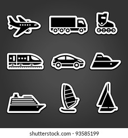 Set simple stickers transport icons