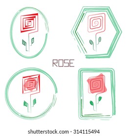 Set of simple stylized roses for your design