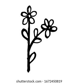 set of simple summer flowers drawings. abstract flower illustration. hand drawn vector art.