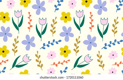 set of simple summer flowers drawings. abstract flower illustration. hand drawn vector art. pater illustration