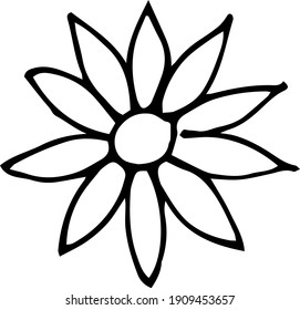 set of simple summer flowers drawings. abstract flower illustration. hand drawn vector art. black white illustration