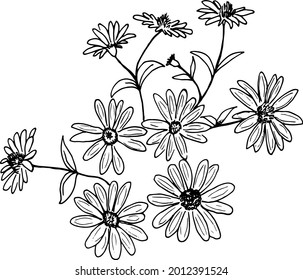 conjunto de dibujos sencillos de flores de verano. ilustración de flor abstracta. ilustración vectorial dibujada a mano