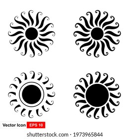 Set simple sun vector icon on white background.