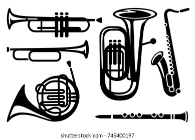 Set of simple symbols on a musical theme