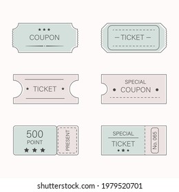 Set of simple templates for tickets and coupons on a white background. Vector illustration.