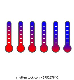 set of simple termometers showing from cold to hot temperature vector in red and blue color isolated on white background