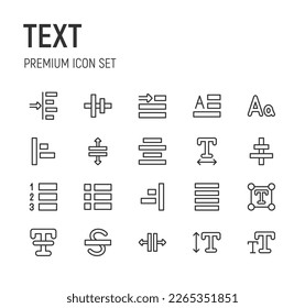 Set of simple text line icons. Outline stroke object. Linear signs pack. Perfect for web apps and mobile.