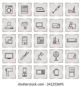 Set of simple thin home appliances icons for your design