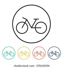 Set of simple thin linear bicycle icons. Vector illustration of a bike in trendy linear style