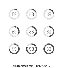 Set of simple timers. Set of nine elements.