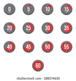Set of simple timers. Set of thirteen elements.