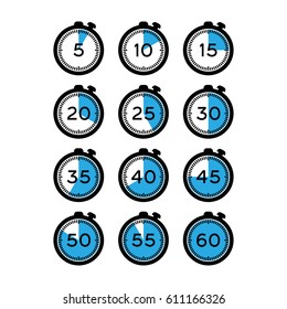 Set of simple timers. Vector stock illustration
