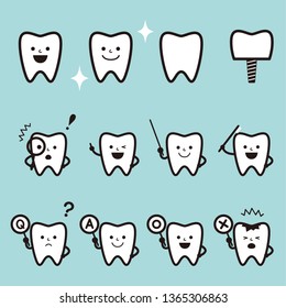 Set of simple tooth icons