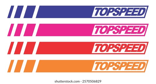 Set of simple TOP SPEED text vector and desai variation lines, vehicle sticker print design.