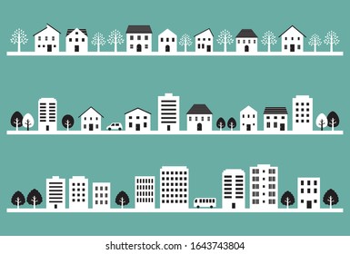 set of simple town and city