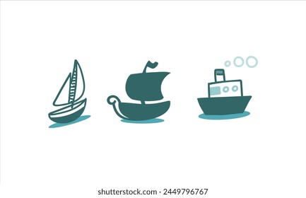 Juego de Garabato de Barco de Transporte Simple