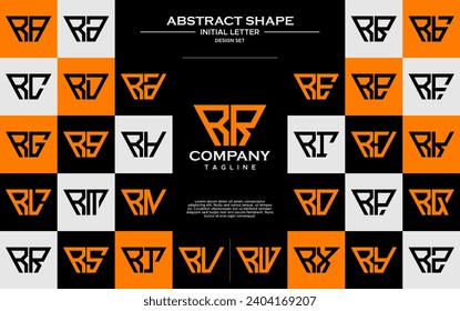 Set of simple trapezoid shape letter R RR logo design