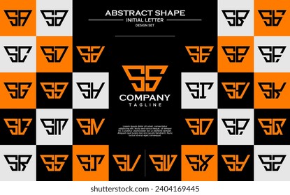 Set of simple trapezoid shape letter S SS logo design