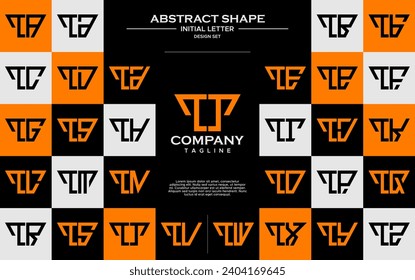 Set of simple trapezoid shape letter T TT logo design