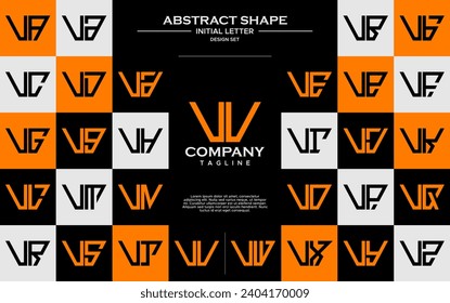 Set of simple trapezoid shape letter V VV logo design