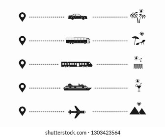 Set of simple travel icons and elements. Vector illustration.