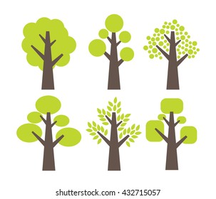 set of simple tree icon