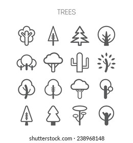 Set of simple tree icons