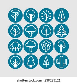 Set of simple tree icons