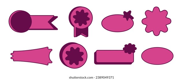 conjunto de diseños de banners simples y a la moda para las mega ventas. plantillas de etiquetas con ofertas especiales para la compra, puntos, elementos, círculos. elementos aislados en fondo blanco. imprenta, medios sociales, industria, 