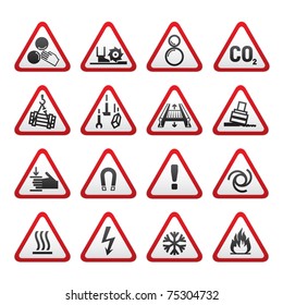 Set Simple of Triangular Warning Hazard Signs